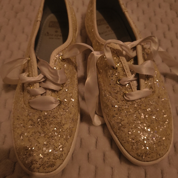 Kate Spade Keds Sparkling Gold Women's Sneakers - Picture 2 of 4